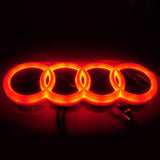 Audi Chrome Front Grille Emblem with Red LED Light for A3 A4 A5 A6 A7 Q3 Q5 Q7 (28CM)