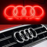 Audi LED Set Chrome Front Grille Emblem Red LED Light for A1 A3 A4 A5 A6 A7 Q3 Q5 Q7 (27CM) with LED Cup Coaster