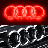 Audi Chrome Front Grill Emblem with Red LED Light for A1 A3 A4 A5 A6 A7 Q3 Q5 Q7 (27CM)