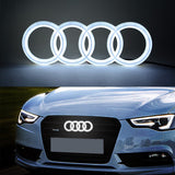 Audi LED Set Chrome Front Grille Emblem White LED Light for A1 A3 A4 A5 A6 A7 Q3 Q5 (28CM) with LED Cup Coaster