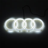 Audi LED Set Chrome Front Grille Emblem White LED Light for A1 A3 A4 A5 A6 A7 Q3 Q5 (28CM) with LED Cup Coaster