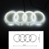 Audi LED Set Chrome Front Grille Emblem White LED Light for A1 A3 A4 A5 A6 A7 Q3 Q5 Q7 (27CM) with LED Cup Coaster