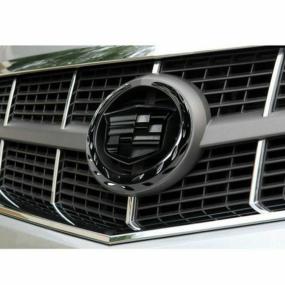 Black Front Grille Ornament Emblem Hood Logo Badge Symbol Sticker for Cadillac Escalade SRX CTS