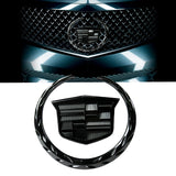 Black Front Grille Ornament Emblem Hood Logo Badge Symbol Sticker for Cadillac Escalade SRX CTS