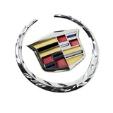 Cadillac Set Silver Front Grille Ornament Emblem Badge with License plate frame Black screws Caps for Escalade SRX CTS