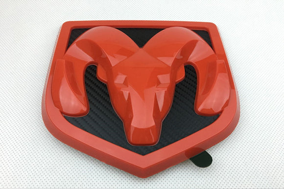 Hood Head Grille Lid Carbon Look Black Red Emblem Badge for 2013-2018 Dodge Ram 1500 2500 3500