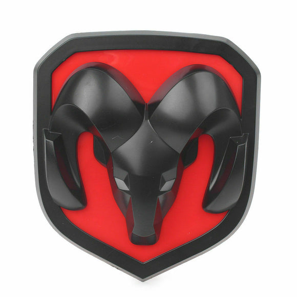 Hood Head Grille Lid Matte Black Red Emblem Badge for 2013-2018 Dodge Ram 1500 2500 3500