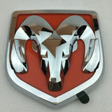 Hood Head Grille Lid Red and Silver Red Emblem Badge for 2013-2018 Dodge Ram 1500 2500 3500