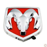 Hood Head Grille Lid Red and Silver Red Emblem Badge for 2013-2018 Dodge Ram 1500 2500 3500