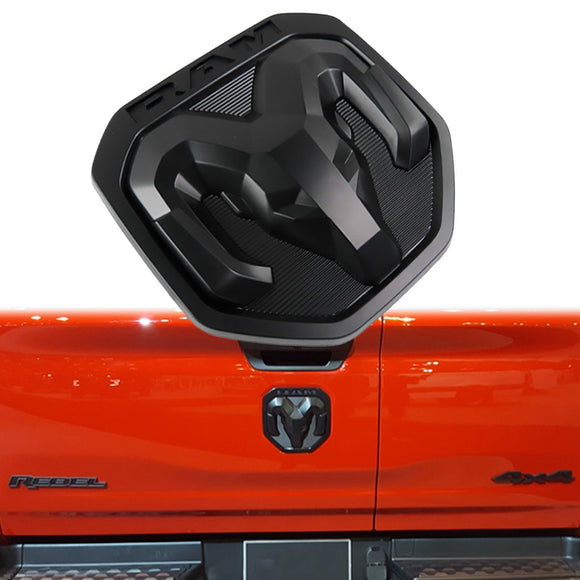 thumbnail interactive-video image 1 of Matte Black RAM Head Tailgate Emblem For 2009-2018 RAM 1500, 2500, 3500 Trucks 1 of 14