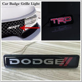 Dodge Set Front Grille LED Light Badge with Wheel Tire Valves Air Caps Keychain for RAM