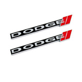 2 PCS Metal 3D Dodge Emblem with Red// Style Door Step Plate Sills Badge Sticker