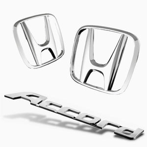 3 PCS Set Honda Chrome Front & Rear "H" Emblem with Accord Set for 2008 - 2012 Accord Coupe 2DR