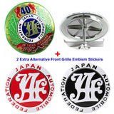 JAF Japan Automobile Federation 40 Year Member JDM Logo Emblem Badge + 2 Alternative Decal Stickers For Toyota Front Grille