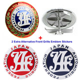 3 pcs Set JAF Japan Automobile Federation 50th Anniversary JDM Logo Emblem Badge + 2 Alternative Decal Stickers For Toyota Front Grille