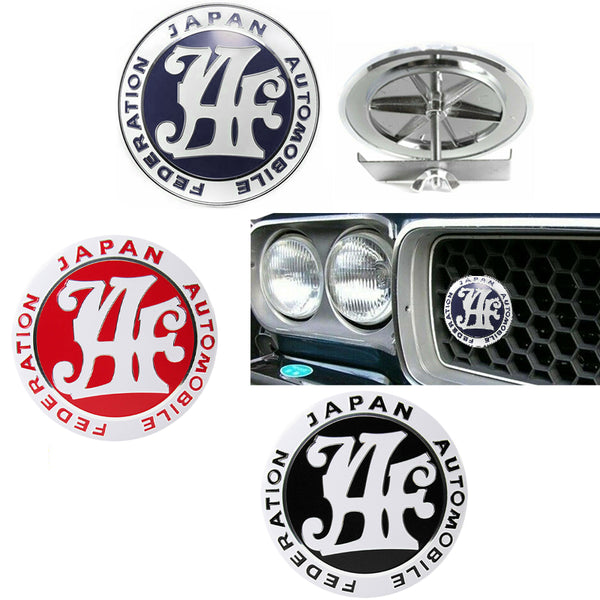 JAF Japan Automobile Federation 3 pcs Set JDM Navy Blue Emblem +2