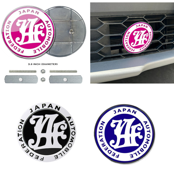 JAF Japan Automobile Federation 3 pcs Set JDM Pink Emblem +2 Alternative Badge Stickers For Toyota Front Grille