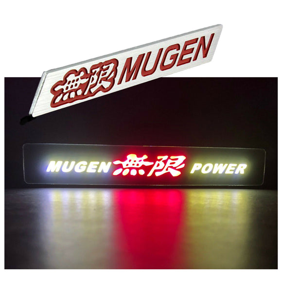 Mugen Set Red & Chrome 3D Emblem (11CM) with Mugen Power LED Logo Illuminated Badge