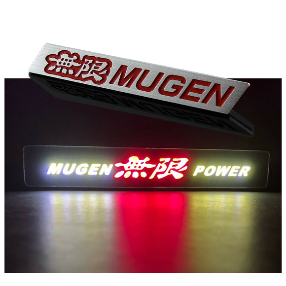 Mugen Set Red & Chrome 3D Emblem (15CM) with Mugen Power LED Logo Illuminated Badge