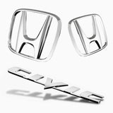 Honda Chrome Emblem 3 pcs Set for 2006 - 2008 HONDA CIVIC Coupe 2DR with CIVIC Emblem