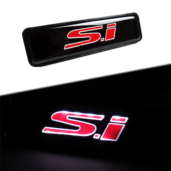 New Red SI Racing 3D LED Emblem Light Front Grille Ornament Luminescence Badge For Honda Si