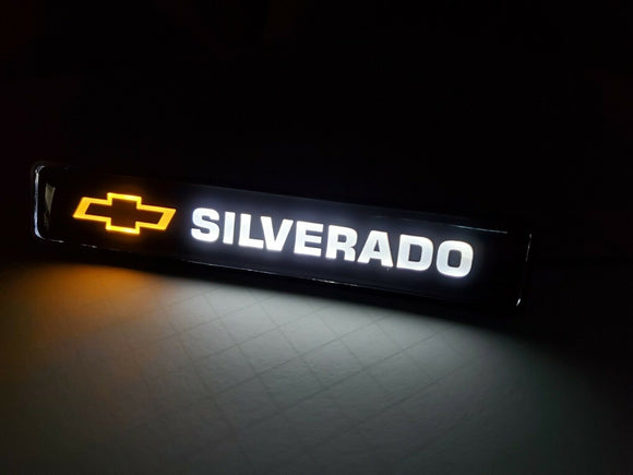 SILVERADO LED Light Car Front Bumper Grille Badge Illuminated Emblem Luminescent Decal Sticker