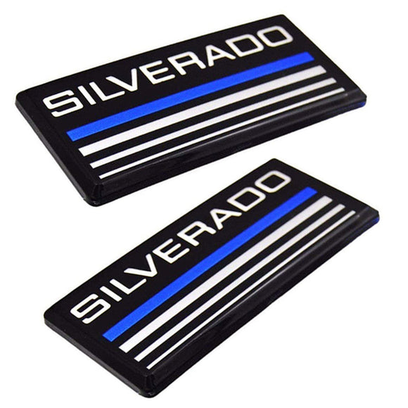 Cab Emblems 3D Badge Side Roof Pillar Decal Plate for Chevy Silverado Blue 2 PCS