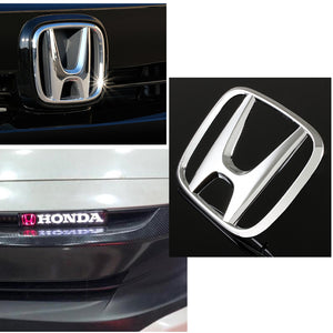 Honda 2 PCS Set Chrome Front Grille "H" Emblem with LED Badge/Emblem for 2009 - 2011 Civic / 2009-2013 FIT