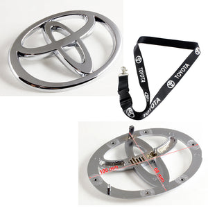 Toyota Set Keychain Lanyard with Chrome Rear Trunk Emblem for 02-06 Toyota Camry / 03-08 Toyota Corolla