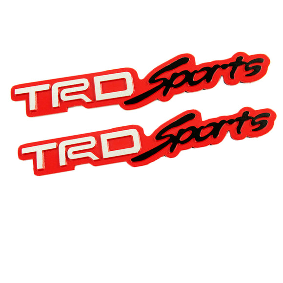Toyota TRD Sports 3D Red Aluminum Emblem Decal x2 (18CM)