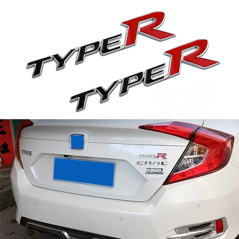 2 pcs 3D Aluminum TYPE-R Car Front/Rear Badge Fender Body Emblem Decal ...