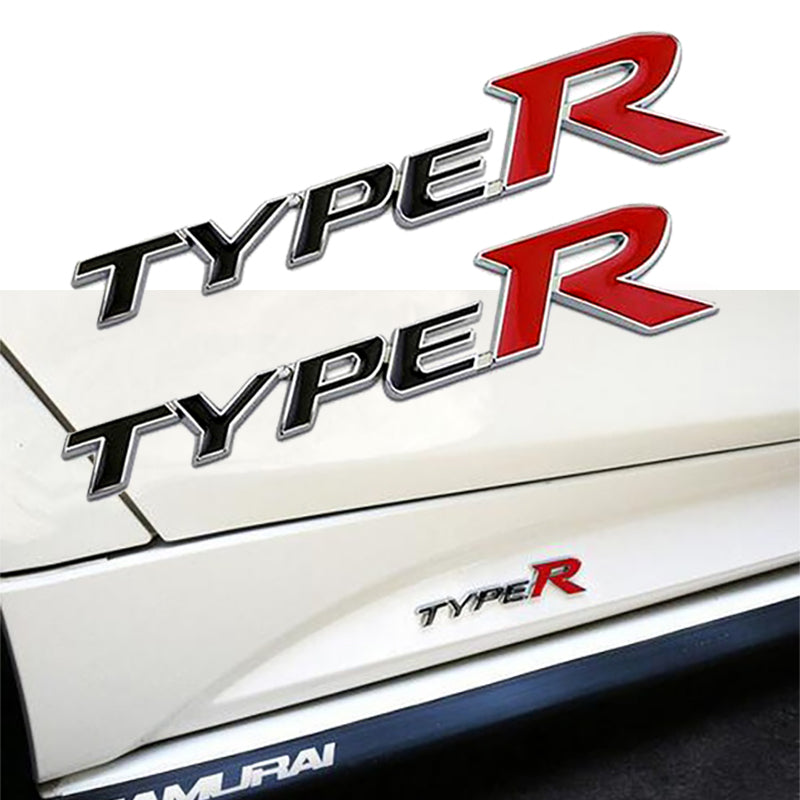 2 pcs 3D Aluminum TYPE-R Car Front/Rear Badge Fender Body Emblem Decal ...