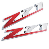 Chevy Silverado Z71 Logo Emblem 2 pcs Red/Chrome Badge for 1500 2500HD Colorado Sierra Tahoe - 10.3"