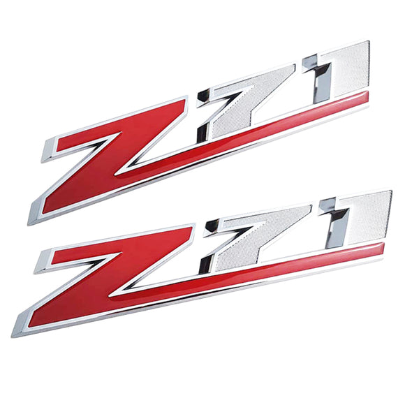 Chevy Silverado Z71 Logo Emblem 2 pcs Red/Chrome Badge for 1500 2500HD Colorado Sierra Tahoe - 10.3