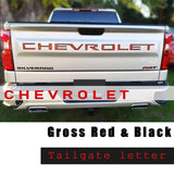 Set of Tailgate Body Letters Black/Red ABS Inserts For 2019-2020 Chevrolet Silverado 1500 2500 3500