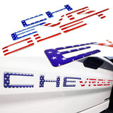 Flag/Black Set of Tailgate Body Letters ABS Inserts For 2019-2020 Chevrolet Silverado 1500 2500 3500