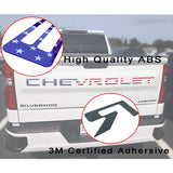 Flag/Black Set of Tailgate Body Letters ABS Inserts For 2019-2020 Chevrolet Silverado 1500 2500 3500