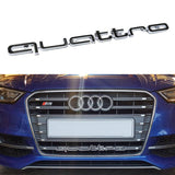 Black QUATTRO Logo Emblem Front Grille Badge For AUDI A3 A5 Q3 Q5 Q7 TT S-line