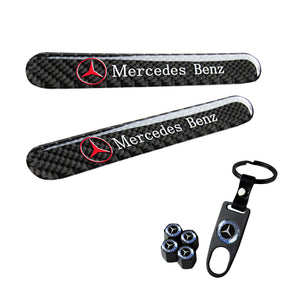 Mercedes-Benz LOGO Set Emblems with Black Keychain Wheel Tire Valves Air Caps - US SELLER