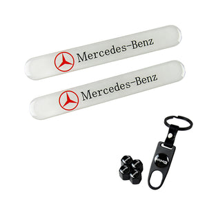 Mercedes-Benz AMG Set White LOGO Emblems with Black Tire Wheel Valves Air Caps Keychain - US SELLER