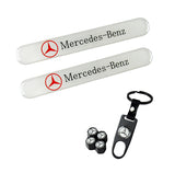 Mercedes-Benz LOGO Set White Emblems with Black Wheel Tire Valves Air Caps Keychain - US SELLER