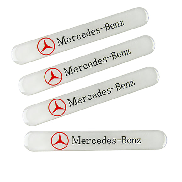 Mercedes-Benz White Car Door Rear Trunk Side Fenders Bumper Badge Scratch Guard Sticker New 2pcs