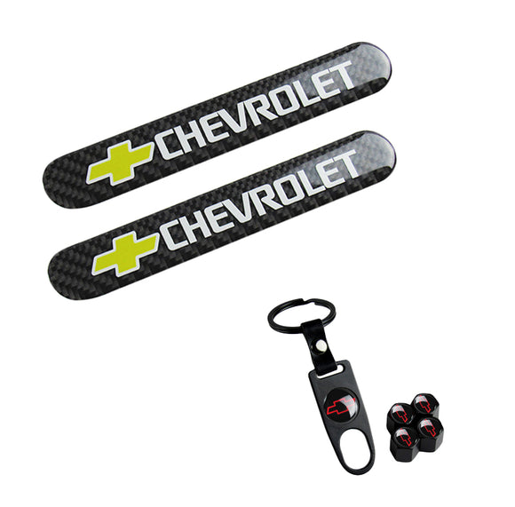 Chevrolet CHEVY Set Emblems with Red LOGO Valves Tire Wheel Air Caps Keychain - US SELLER