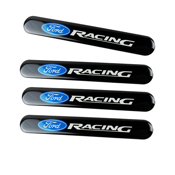 Ford Racing Black Car Door Rear Trunk Side Fenders Bumper Badge Scratch Guard Sticker New 4 pcs