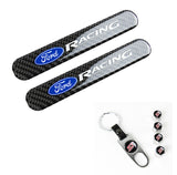 Ford Racing ST Set LOGO Emblems with Silver Tire Wheel Valves Air Caps Keychain - US SELLER