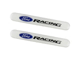 FORD Racing LOGO Set Emblems with Black Tire Wheel Valves Air Caps Keychain - US SELLER