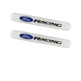 FORD Racing Set LOGO Emblems with Silver Tire Wheel Valves Air Caps Keychain - US SELLER