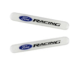 FORD Racing LOGO Set Emblems with Black Tire Wheel Valves Air Caps Keychain - US SELLER