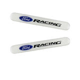 FORD Racing Set LOGO Emblems with Silver Tire Wheel Valves Air Caps Keychain - US SELLER