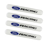 Ford Racing White Car Door Rear Trunk Side Fenders Bumper Badge Scratch Guard Sticker New 4 pcs